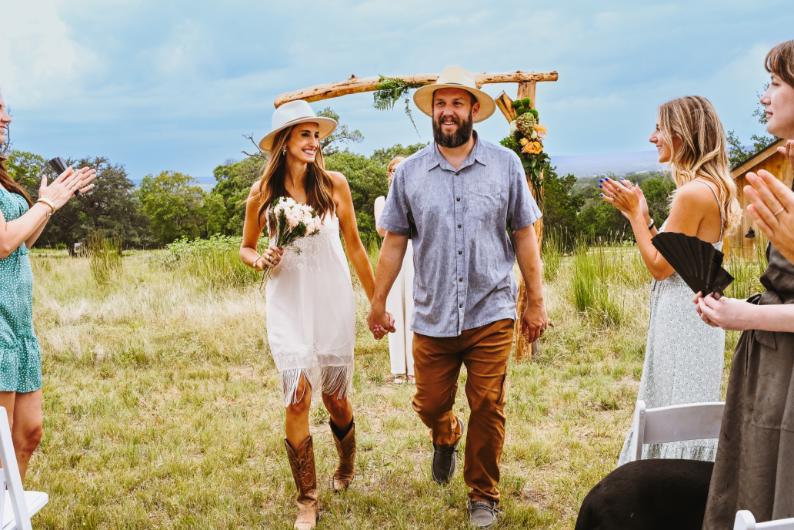 OutdoorsyHillCountry Wedding Couple Aisle