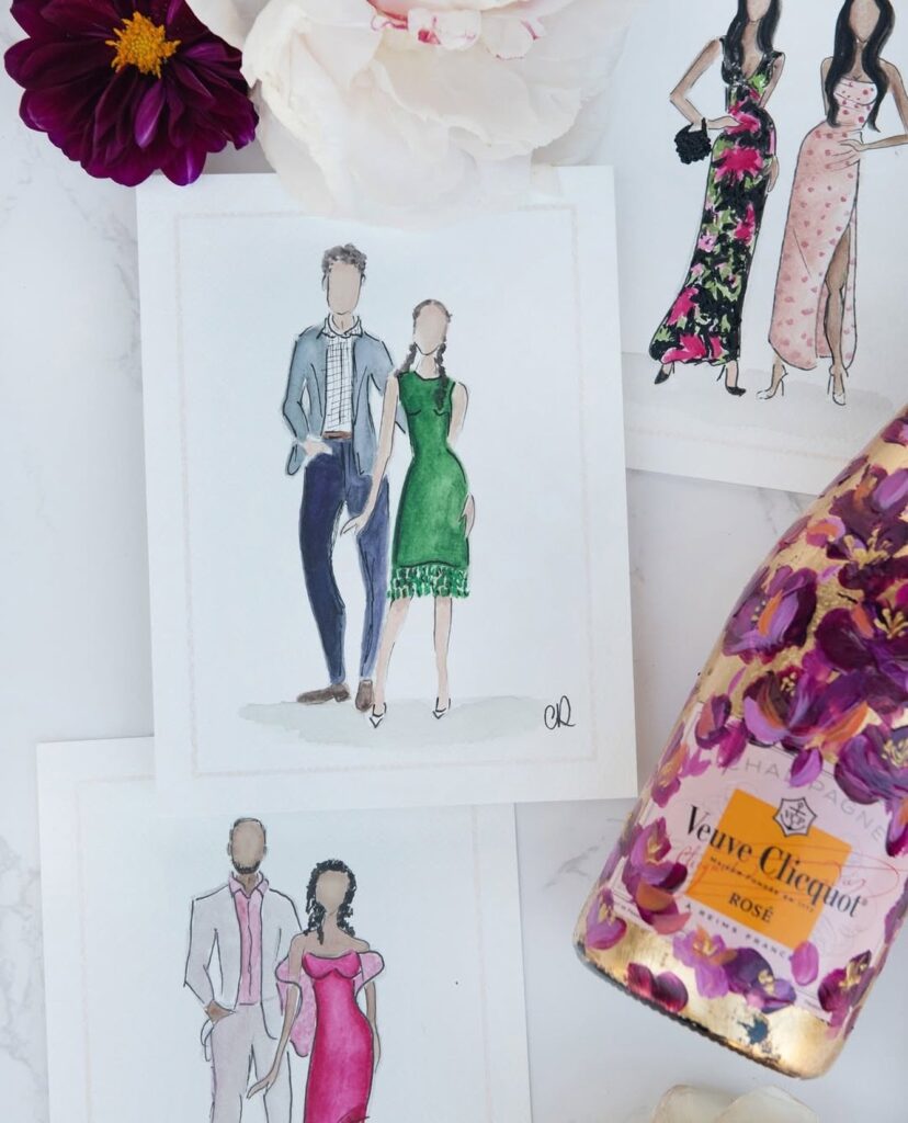 They say, “Take a picture—it lasts longer,” but a goldenhourliveart watercolor fashion portrait lasts even longer! 🎨 •⁠ •⁠ Wed